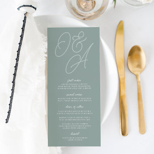 Eucalyptus   Script Watermark Monogram Wedding Menu