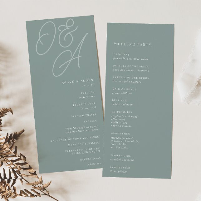 Eucalyptus | Script Watermark Monogram Wedding Programme (Creator Uploaded)