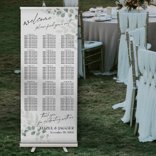 Eucalyptus Seating Chart Elegant Header 150 Names Retractable Banner