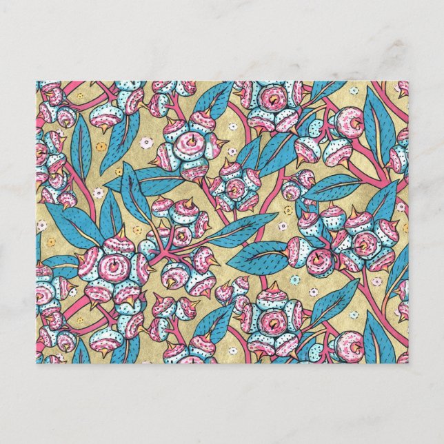 Eucalyptus Seed Australian Plant Botanical Pattern Postcard (Front)