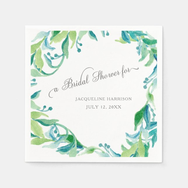 Eucalyptus Seed Leaf Laurel Wreath Bridal Shower Napkin (Front)