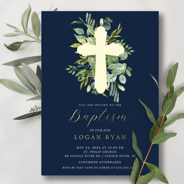 Eucalyptus Serenity Baptism Invitation (Creator Uploaded)