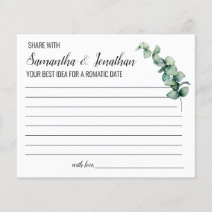 Eucalyptus Share a Date Idea Shower Game card