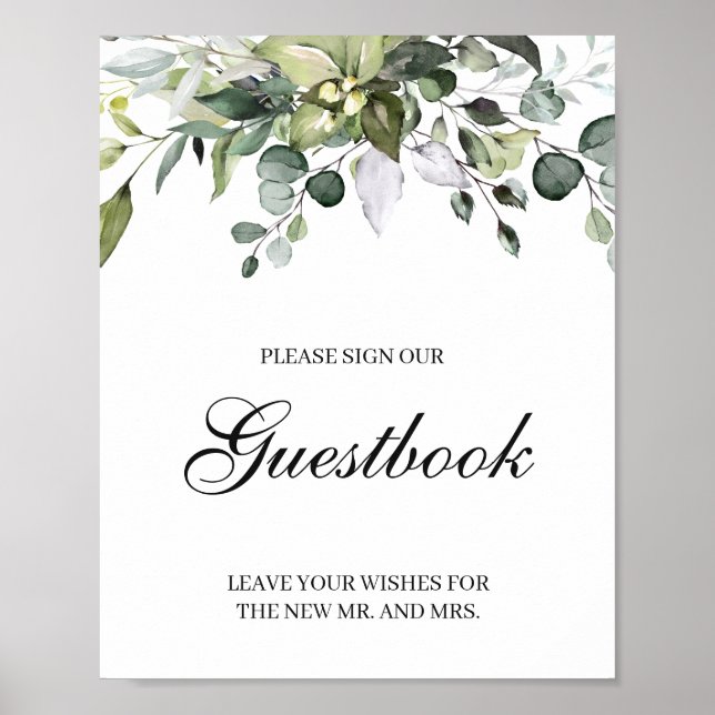 Eucalyptus Sign Our Guestbook Wedding Poster Sign (Front)