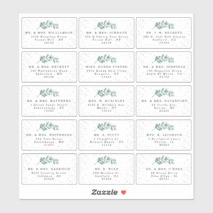 Eucalyptus Silver Foil Wedding Guest Address Label