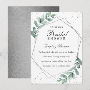 Eucalyptus Silver Geometric Bridal Shower Enclosure Card