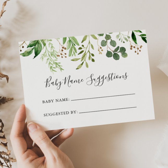 Eucalyptus Simple Baby Name Suggestions Card (Creator Uploaded)