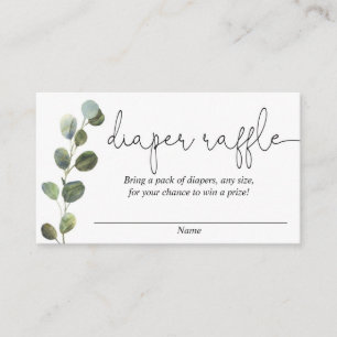 Eucalyptus simple black white diaper raffle cards