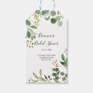 Eucalyptus Simple Brown Floral Bridal Shower Gift Tags