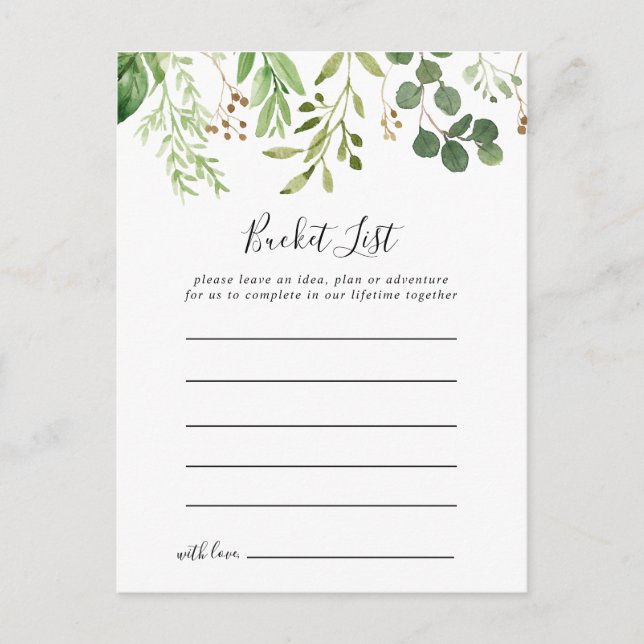 Eucalyptus Simple Brown Floral Bucket List Cards (Front)