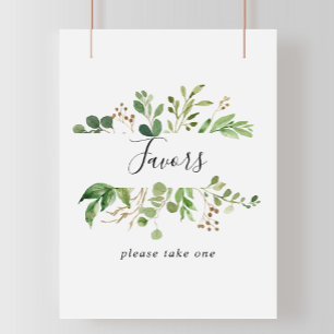 Eucalyptus Simple Brown Floral Favors Sign