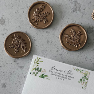 Eucalyptus Simple Brown Floral Return Address