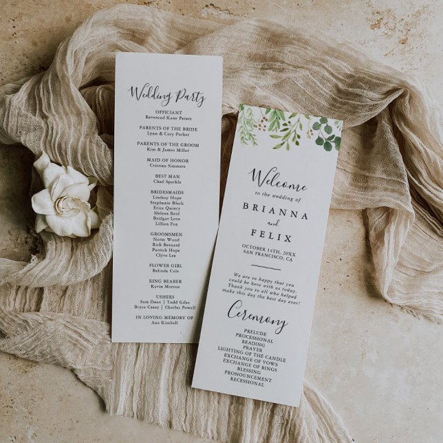 Eucalyptus Simple Brown Floral Wedding Program Programme (Creator Uploaded)