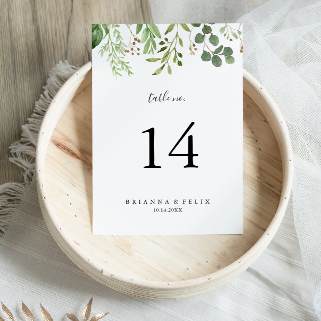 Eucalyptus Simple Brown Floral Wedding Table Number (Creator Uploaded)