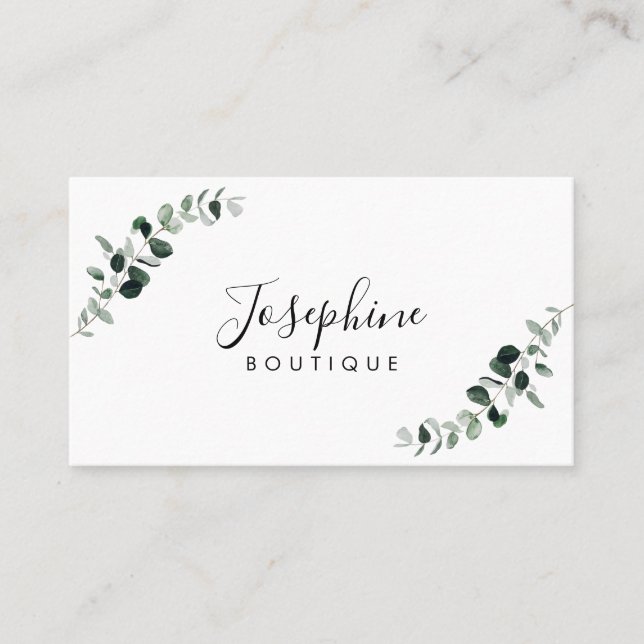 Eucalyptus Simple Elegant Jewellery Designer Business Card (Front)