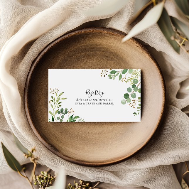 Eucalyptus Simple Floral Wedding Gift Registry Enclosure Card (Creator Uploaded)