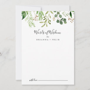 Eucalyptus Simple Floral Wedding Words of Wisdom Advice Card