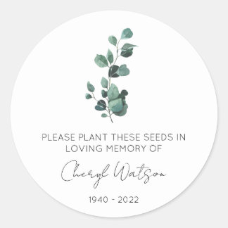 Eucalyptus | Simple Memorial Seed Packet Classic Round Sticker