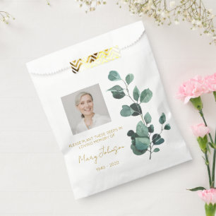 Eucalyptus Simple Photo Funeral Seed Favour Bags