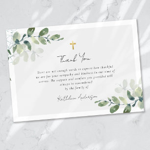 Eucalyptus Simple Script Funeral  Thank You Card