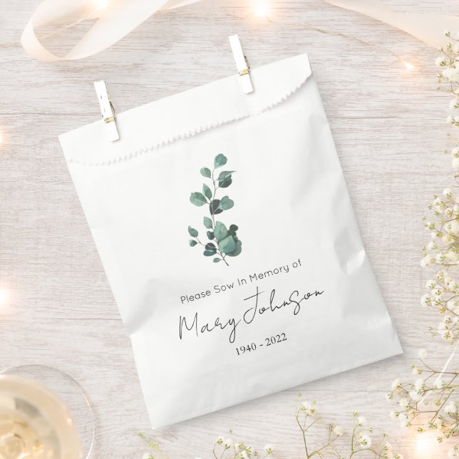 Eucalyptus | Simple Seed packet Funeral  Favour Bags (Clipped)