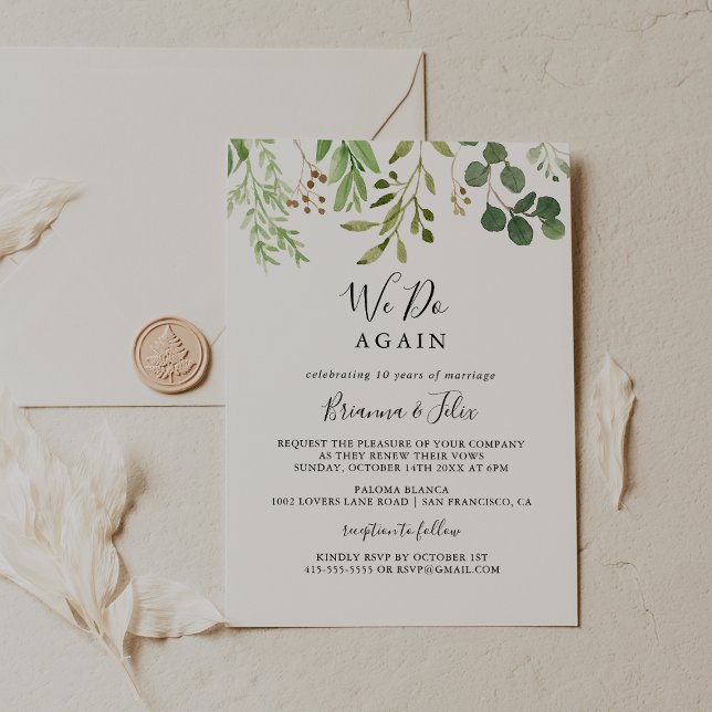 Eucalyptus Simple We Do Again Vow Renewal Invitation (Creator Uploaded)