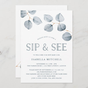 Eucalyptus Simplicity Baby Sip and See Invitation