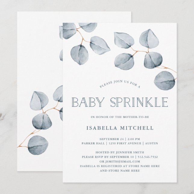 Eucalyptus Simplicity | Baby Sprinkle Invitation (Front/Back)