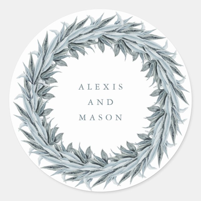 Eucalyptus Simplicity | Wedding Classic Round Sticker (Front)