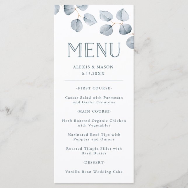Eucalyptus Simplicity | Wedding Menu (Front)