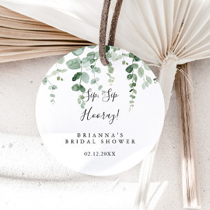 Eucalyptus Sip Sip Hooray Bridal Shower  Classic Round Sticker