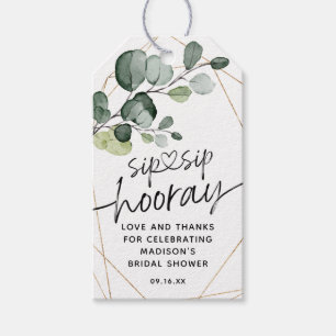 Eucalyptus Sip Sip Hooray Bridal Shower Favour Gift Tags