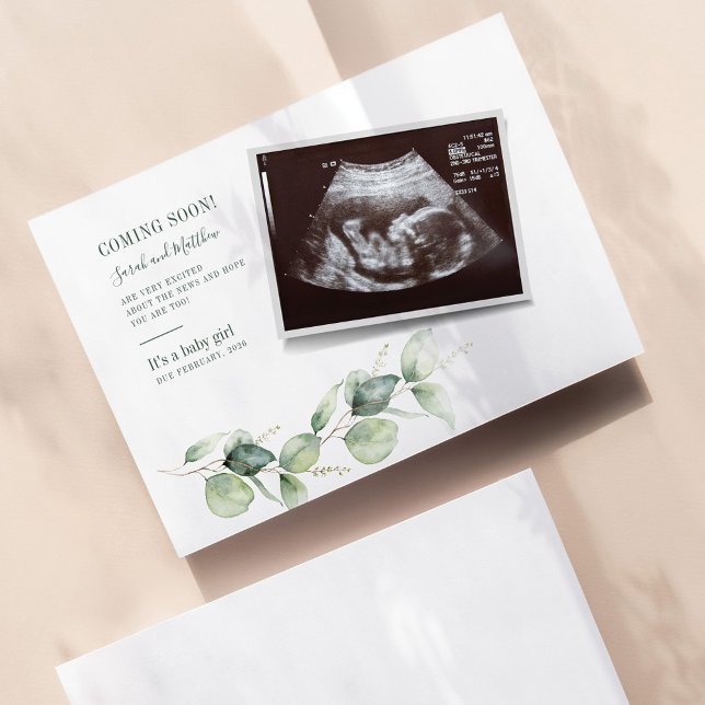 Eucalyptus Sonogram Pregnancy Announcement (Pregnancy Announcement Sonogram Baby Scan)