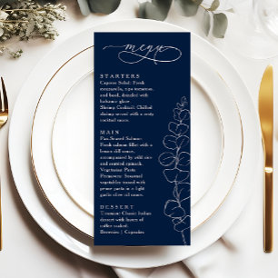 Eucalyptus Spring Navy Blue Wedding Dinner Menu