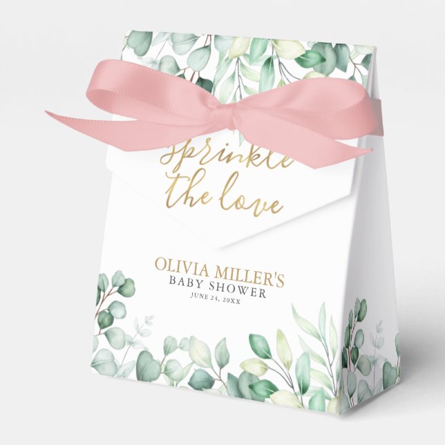 Eucalyptus Sprinkle the Love Thank You Baby Shower Favour Box (Front Side)
