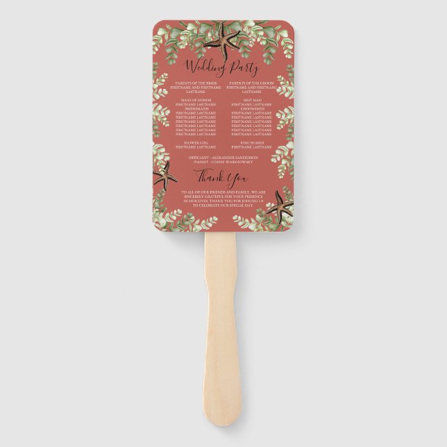  Eucalyptus Starfish Fall Autumn terracotta Hand Fan (Back)