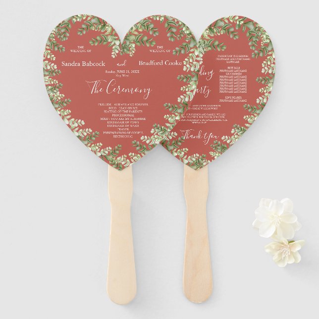  Eucalyptus Starfish Fall Autumn terracotta heart  Hand Fan (Front and Back)