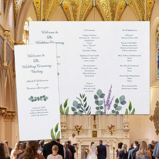 Eucalyptus Stems Folded Wedding Program