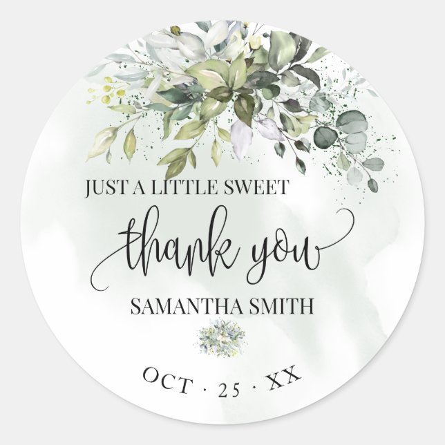 Eucalyptus Succulent Baby Shower Thank You Classic Round Sticker (Front)