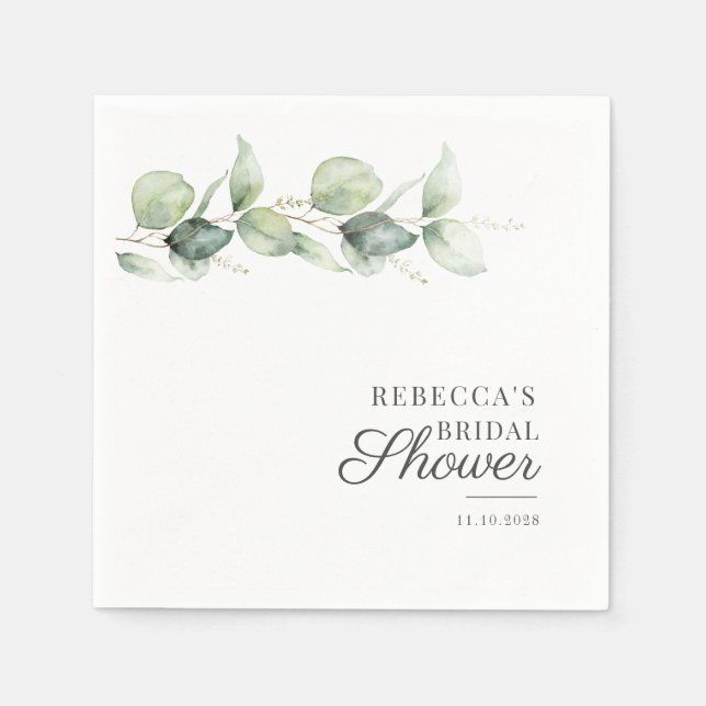 Eucalyptus Succulent Botanical Bridal Shower Napkin (Front)