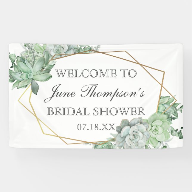 Eucalyptus Succulent Greenery Border Bridal Shower Banner (Horizontal)
