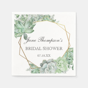 Eucalyptus Succulent Greenery Border Bridal Shower Napkin