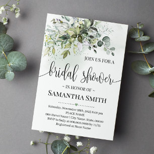 Eucalyptus succulent greenery bridal shower invitation