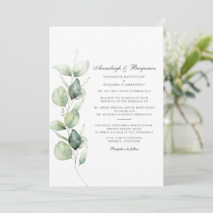 Eucalyptus Succulent Watercolor Botanical Wedding Invitation
