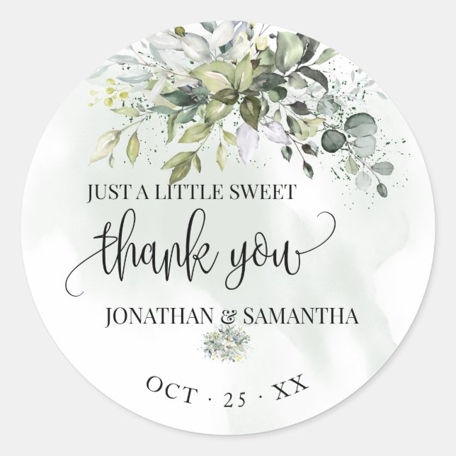 Eucalyptus succulent wedding thank you classic round sticker (Front)