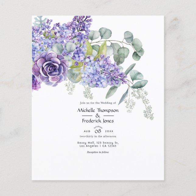 Eucalyptus Succulents  Wedding Flyer (Front)