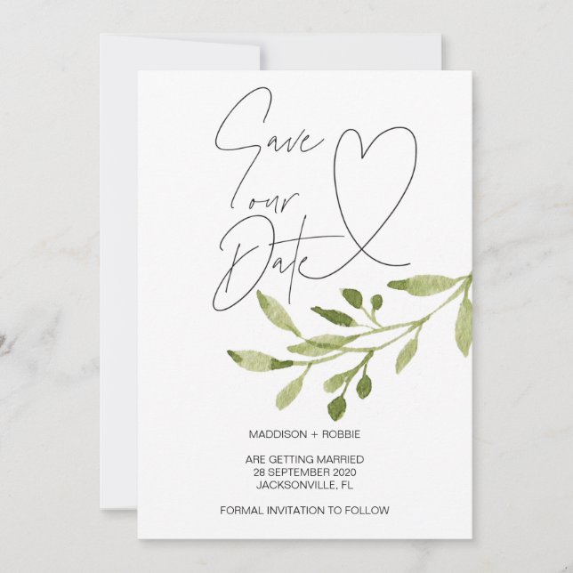 Eucalyptus Summer Wedding Save the Date Invitation (Front)