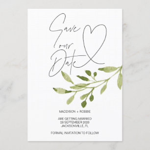 Eucalyptus Summer Wedding Save the Date Invitation