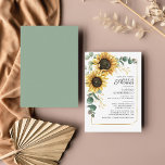 Eucalyptus Sunflower Bridal Shower Invitation<br><div class="desc">Create a modern Sunflower Floral Script Bridal Shower invitation card with this cute template featuring beautiful rustic floral bouquet with modern simple typography. TIP: Matching wedding suite cards like RSVP, wedding programs, banners, tapestry, gift tags, signs, and other wedding keepsakes and goodies are available in the collection below featuring this...</div>