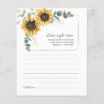 Eucalyptus Sunflower Date Night Ideas Card<br><div class="desc">Budget Sunflower Eucalyptus Floral wedding date night ideas cards. Create a modern Sunflower Floral Bridal Shower date night ideas card with this cute template featuring beautiful rustic floral bouquet with modern simple typography. TIP: Matching wedding suite cards like RSVP, wedding programs, banners, tapestry, gift tags, signs, and other wedding keepsakes...</div>